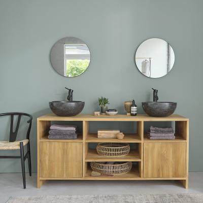 Meuble double vasque en teck massif 160 cm - Naturel