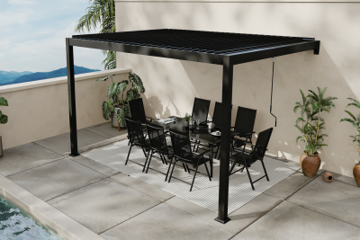 CONCEPT USINE  Pergola bioclimatique adoss&eacute;e AGADIR 3x4m - Gris fonc&eacute;