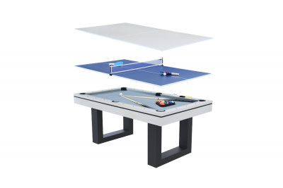 CONCEPT USINE Table multi-jeux 3 en 1 billard et ping-pong en bois blanc DENVER