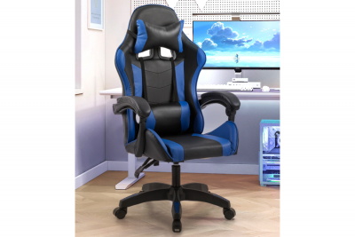 CONCEPT USINE Chaise de gaming massante noire et bleue EZIO