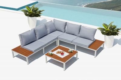 CONCEPT USINE Fira salon de jardin bas 5 places en aluminium gris et blanc