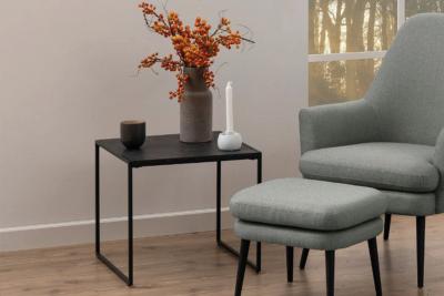 Table basse effet marbre noir PLUTON 50 x 50 x 45 cm