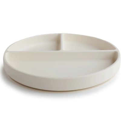 MUSHIE Assiette &agrave; compartiments en silicone avec ventouse Ivory