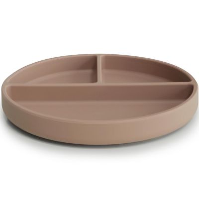 MUSHIE Assiette &agrave; compartiments en silicone avec ventouse Natural