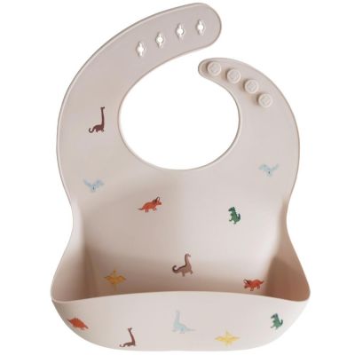 MUSHIE Bavoir dinosaures beige en silicone pour b&eacute;b&eacute; - TU
