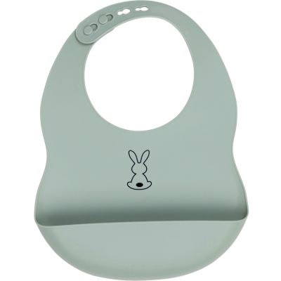 NATTOU Bavoir en silicone &agrave; poche vert sauge