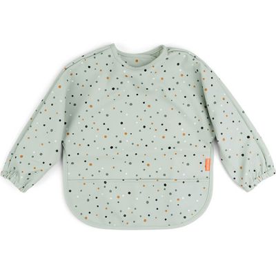 DONE BY DEER  Sleeved Pocket Bib Happy Dots Vert 6-18 Months
