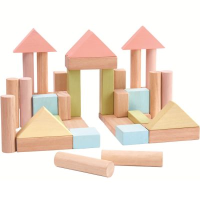 PLAN TOYS Blocs de Construction en Bois Pastel