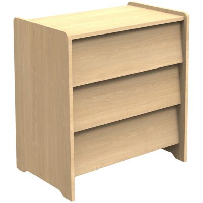 Sauthon Commode 3 tiroirs fa&ccedil;ades inclin&eacute;es en Bois d&eacute;cor ch&ecirc;ne Miel