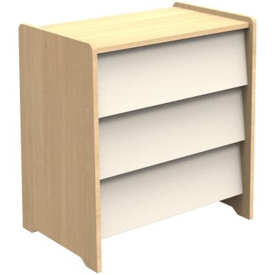 Commode 3 Tiroirs Fa&ccedil;ades Inclin&eacute;es En Bois D&eacute;cor Ch&ecirc;ne Miel
