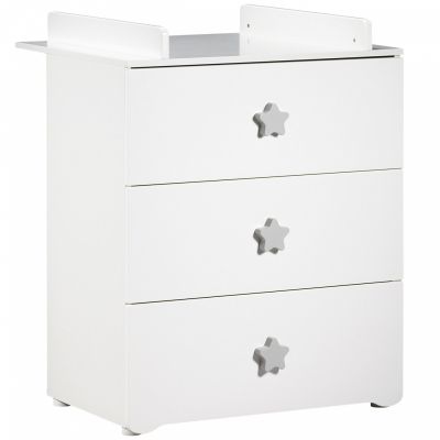 BABY PRICE Commode a langer 3 tiroirs - Boutons etoile gris - New Basic