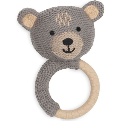 JOLLEIN Anneau De Dentition Ours - Tissu Tricot&eacute; - Coton -  - B&eacute;b&eacute; Gris