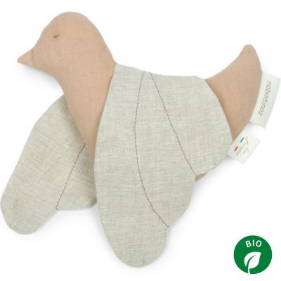 NOBODINOZ Hochet oiseau Lin fran&ccedil;ais sand (21 cm)
