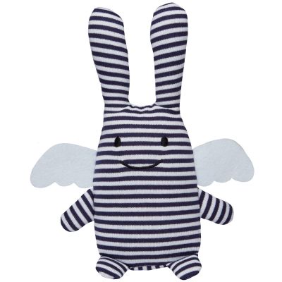 TROUSSELIER Hochet peluche Ange lapin marini&egrave;re + pochette en coton