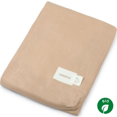 NOBODINOZ  - Lin fran&ccedil;ais housse de matelas &agrave; langer - Sand - 70x50 cm