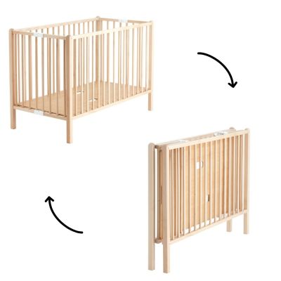 COMBELLE Lit Pliant B&eacute;b&eacute; 60x120 Cm Rom&eacute;o Vernis Naturel - 