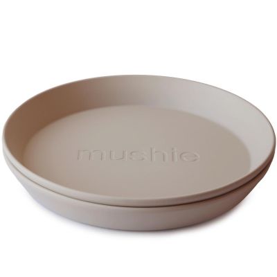 MUSHIE Lot De 2 Assiettes Rondes Beige Vanille - Repas B&eacute;b&eacute; Et Enfant -  Beige