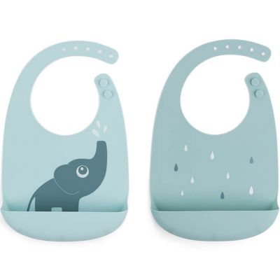 DONE BY DEER  Silicone Bib 2 Pack Elphee Bleu 0 Months