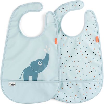 DONE BY DEER  - Bavoir avec velcro Elphee, bleu (set de 2)