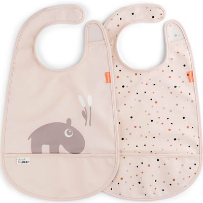 DONE BY DEER  - Bavoir avec velcro Ozzo, rose (set de 2)