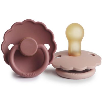 FRIGG Lot de 2 sucettes en latex Daisy Baby Blush/Woodchuck (0-6 mois)