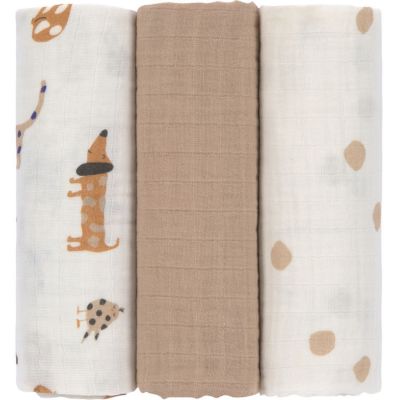 LASSIG Lange mousseline l little mateys bleu roi 3 pcs ass., 85 x 85 cm