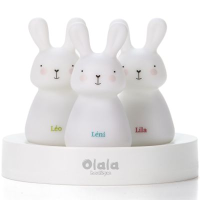OLALA BOUTIQUE Lot de 3 veilleuses nomades lapin L&eacute;o, L&eacute;ni & Lila