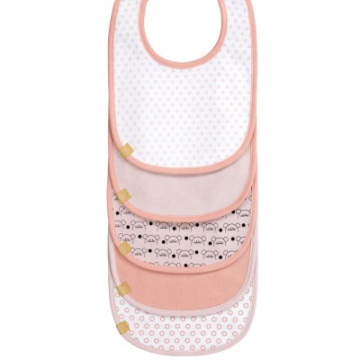LASSIG Lot de 5 bavoirs en &eacute;ponge &agrave; velcro Little Chums souris