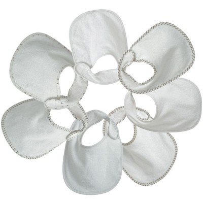 TROIS KILOS SEPT Lot de 7 bavoirs &agrave; velcro Essentiel &eacute;crus
