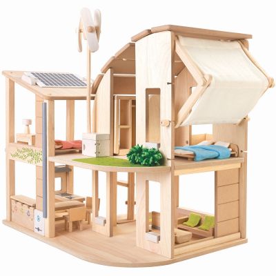PLAN TOYS  -  - Maison de poup&eacute;es verte avec Accesoires