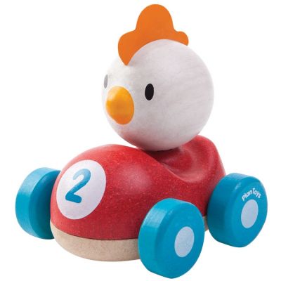 PLAN TOYS Piou le coq de course en bois - 12m+ - TU