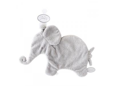 DIMPEL Doudou attache-t&eacute;tine &eacute;l&eacute;phant gris clair oscar - 27 cm