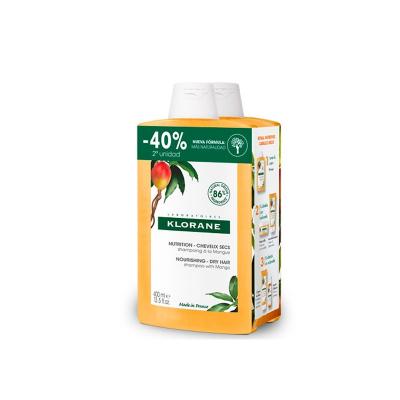 KLORANE Al Mango shampoing nourrissant pour cheveux secs duo 2 x 400 ml
