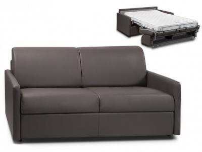 VENTE UNIQUE Canap&eacute; 3 places convertible express en simili CALIFE - Gris - Couchage 140 cm