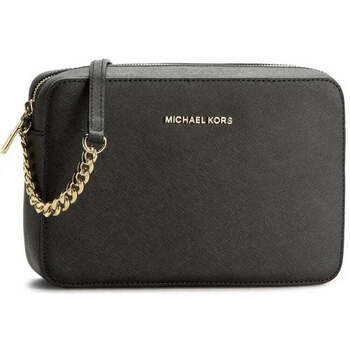 MICHAEL MICHAEL KORS Sac &agrave; bandouli&egrave;re Michael Kors Jet Set en cuir noir Saffiano
