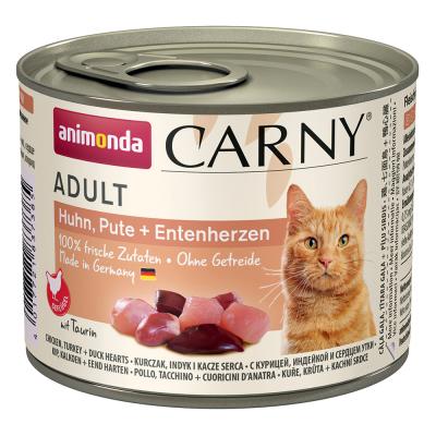 ANIMONDA CARNY  Adult 6 x 200 g - poulet, dinde, coeurs de canard