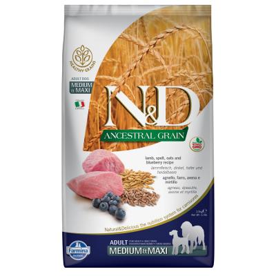 N&D ANCESTRAL GRAIN Farmina  Adult Medium & Maxi agneau, myrtilles - 12 kg