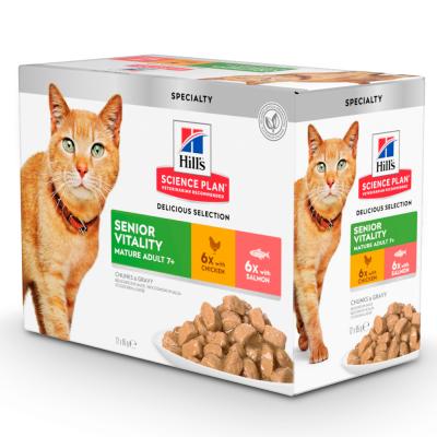 HILL S SCIENCE PLAN Hill's Science Plan Mature Adult 7+ Senior Vitality - poulet, saumon (12 x 85 g)
