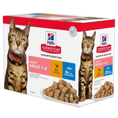 HILL S SCIENCE PLAN Hill's Science Plan Adult Light - viande et poisson (48 x 85 g)