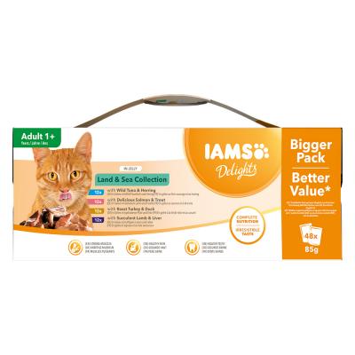 IAMS  Delights Adult Terre & Mer 48 x 85 g - en gel&eacute;e