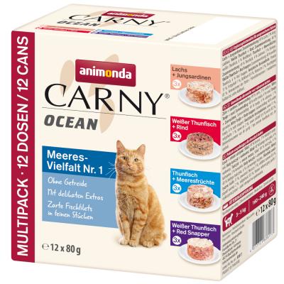 ANIMONDA CARNY Lot 4 saveurs  Ocean 12 x 80 g - Lot mixte I : 3 x 4 saveurs