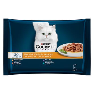 GOURMET Lot mixte  Perle 4 x 85 g - dinde, thon, canard, agneau