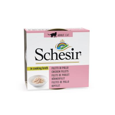 SCHESIR Patee pour chat avec Bouillon  Boite 70g 70g - Filet de poulet