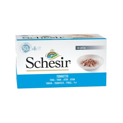 SCHESIR P&acirc;t&eacute;e pour chat  en gel&eacute;e - Lot de 6 bo&icirc;tes x 50 g Thon