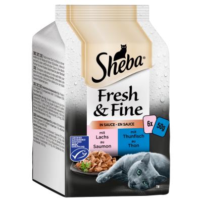 SHEBA  D&eacute;lices du jour / Fresh & Fine 6 x 50&nbsp;g - Saumon et thon en sauce