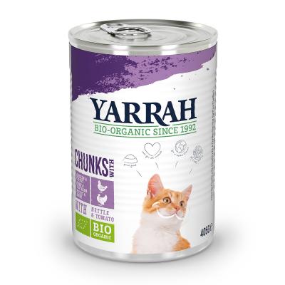 YARRAH  Bio 24 x 400/405 g - Chunks : poulet bio, dinde bio - 405 g