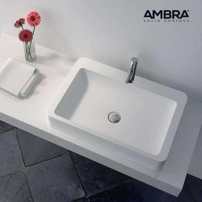 Ambra - Vasque &agrave; poser rectangulaire 60 cm en Solid surface - Tanaho