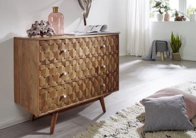 Massivmoebel24 - Commode 88x42 Acacia laqu&eacute; Bois naturel mosayk 107