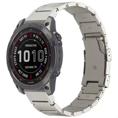 ACCEZZ  Bracelet en acier Titane mat Garmin Quickfit 22mm - Argent