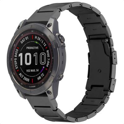 ACCEZZ  Bracelet en acier Titane mat Garmin Quickfit 22mm - Noir
